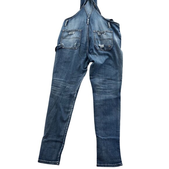 Vintage Indigo Rein Womens Denim Overalls 13/30 Blue Distressed Cargo Skinny Leg - Picture 2 of 15